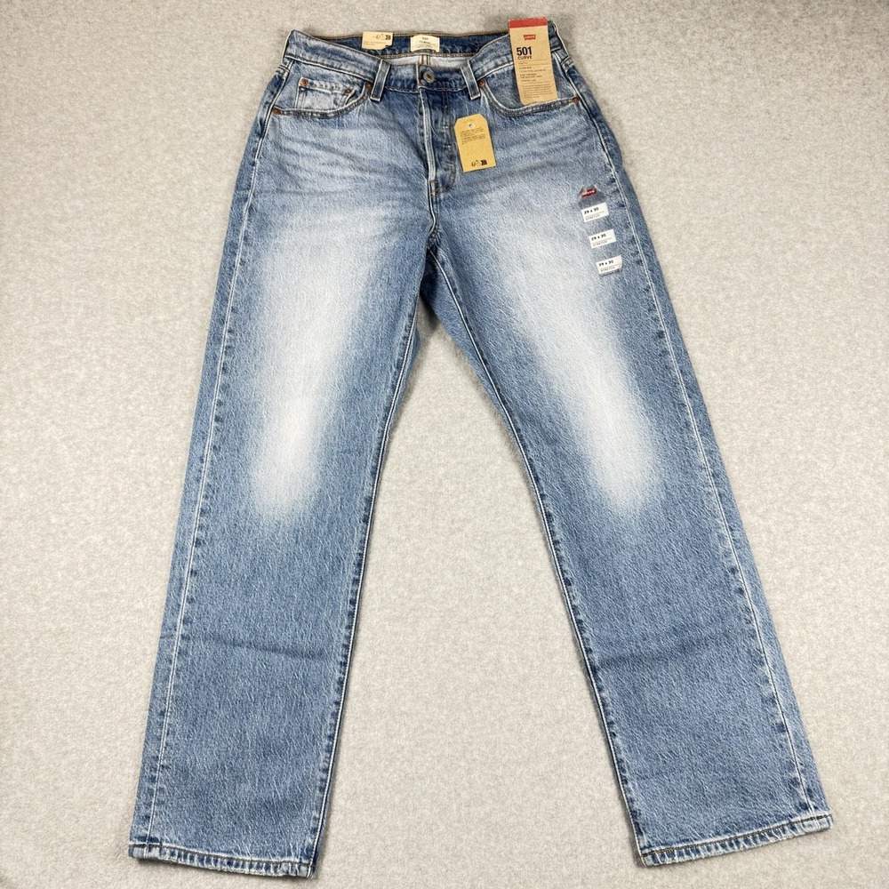 Levi's Women's 501 Curve Straight Leg Stretch Jeans Light Wash 29x30 Button Fly - Picture 2 of 6
